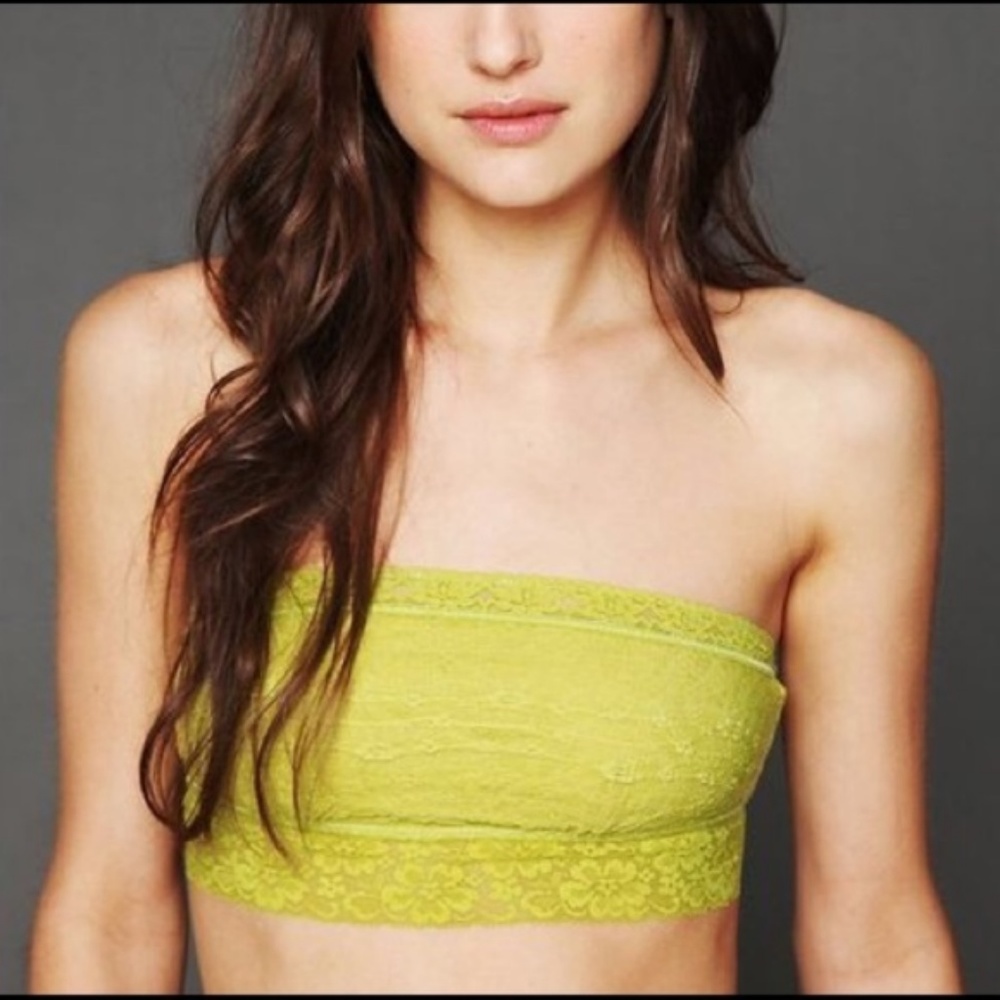 FP Free People Lace Bandeau Bra Festival Boho Lime